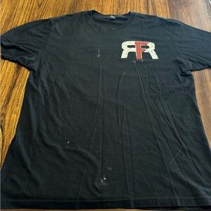 Men's Black Tee with Red and White Graphic